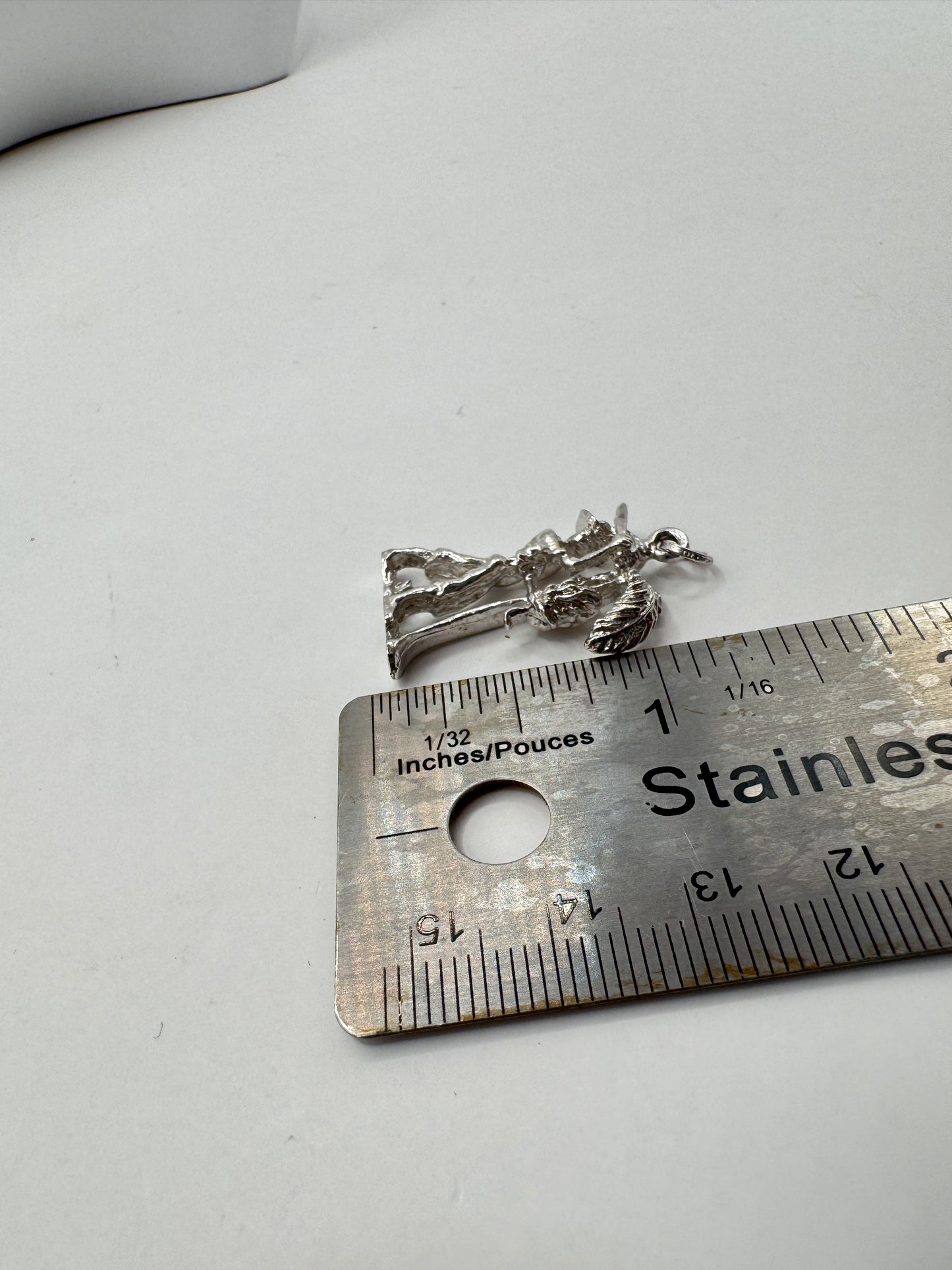 Vintage Sterling Silver Pendant – Farmer & Palm Tree Scene