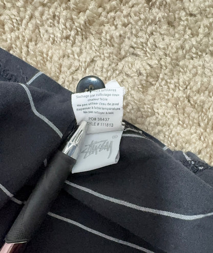 Stüssy Black Pinstripe Baseball Jersey – Stock Logo Embroidered, Rare, Size S
