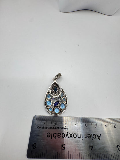 Massive Sterling Silver Pendant with Precious & Semi-Precious Stones – Excellent Condition