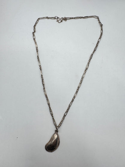 Vintage Sterling Silver Shell Necklace – 925, Organic Pendant