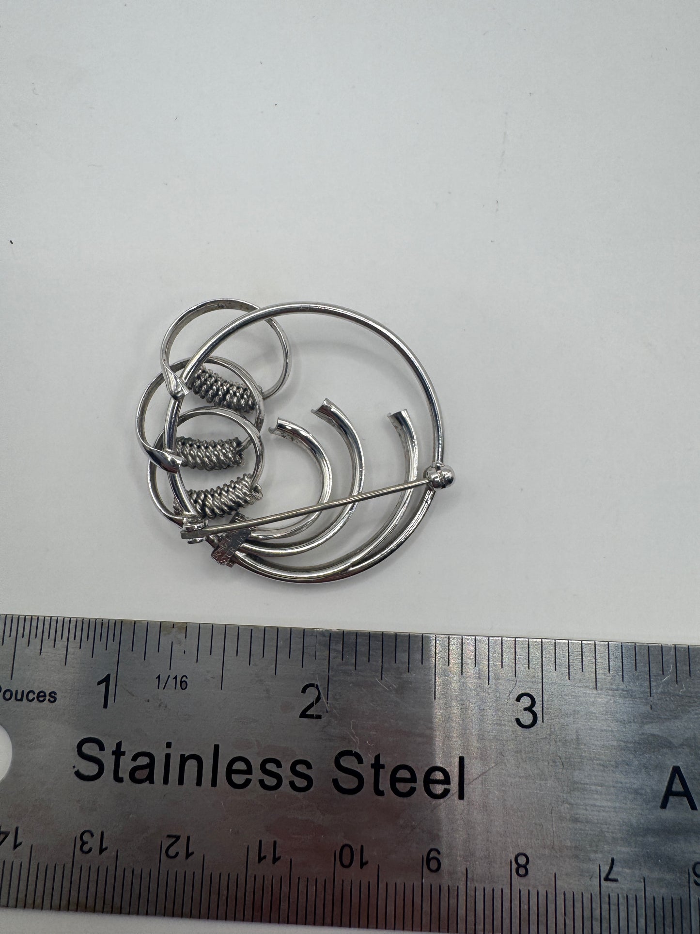 Vintage BOND BOYD Sterling Silver Modernist Circle Brooch