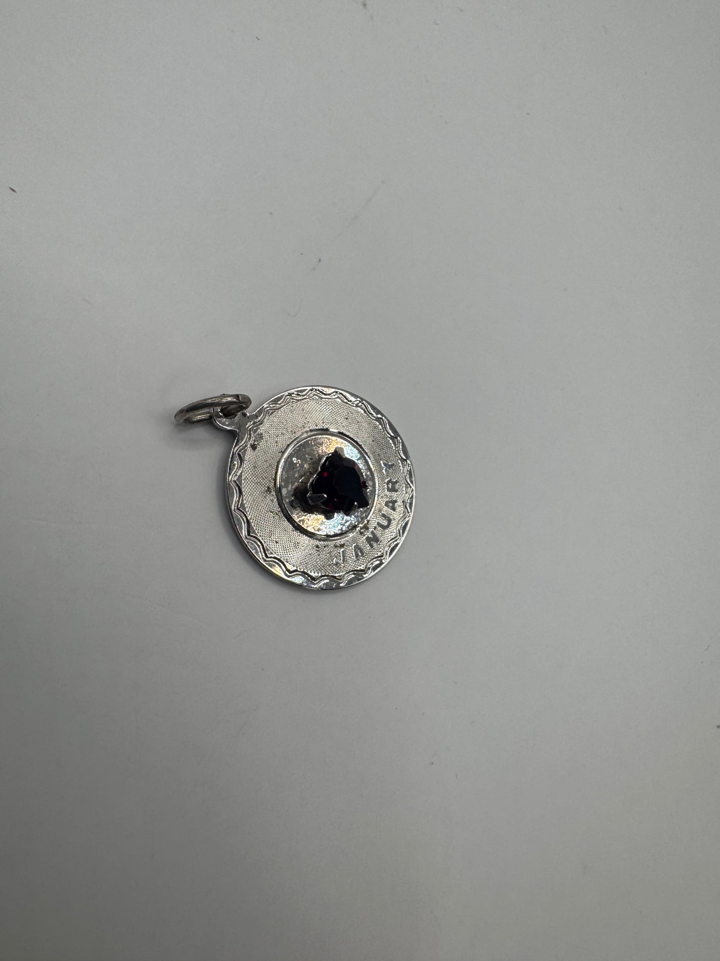 Vintage Sterling Silver January Birthstone Charm Pendant