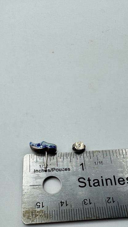 Vintage 835 Silver Dutch Clog Earrings – Blue Enamel Holland Shoe Studs