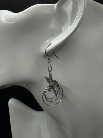 Vintage Sterling Silver Starfish Dangle Earrings – Diamond Cut Textured Hoops