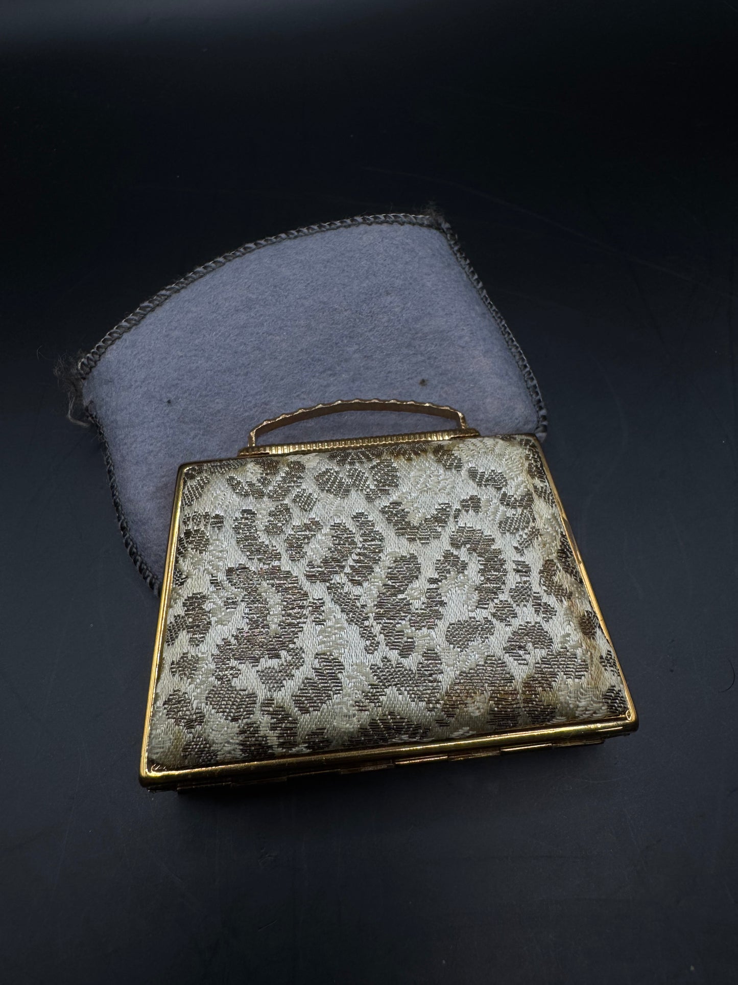 Vintage Mascot Gold-Tone Compact Powder