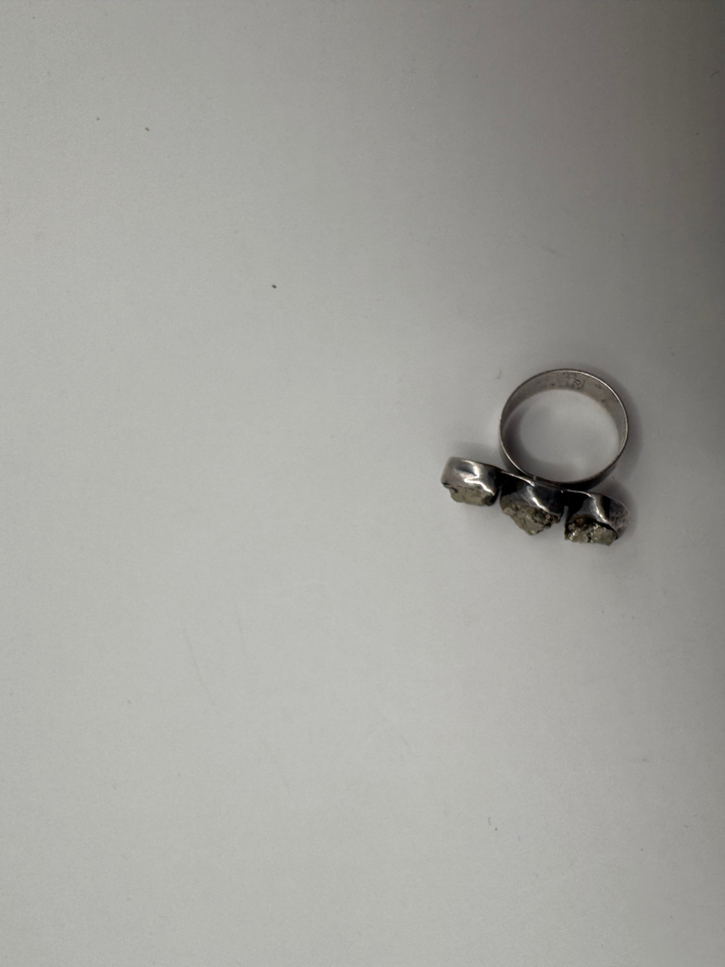 Vintage Artistic Sterling Silver Ring with Pyrite Crystal – Size 6.5