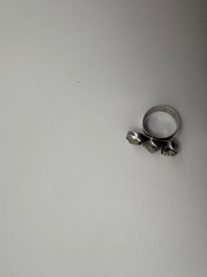 Vintage Artistic Sterling Silver Ring with Pyrite Crystal – Size 6.5