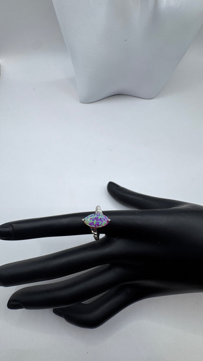 Sterling Silver Lab Opal Ring, Size 7 – Color-Changing, Like New