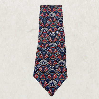 Vintage Moores Silk Tie – 100% Silk, Bold Geometric Fan Print