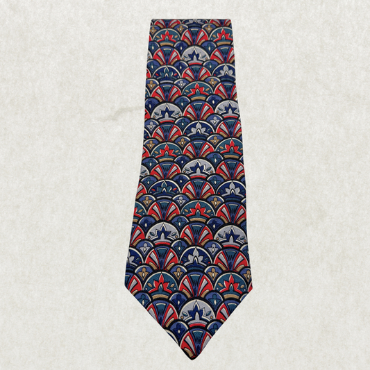 Vintage Moores Silk Tie – 100% Silk, Bold Geometric Fan Print