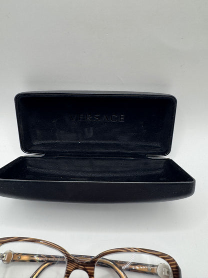 Versace Eyeglasses Frame Mod. 3149-B 934 – 52-17 130, Brown Striped Rectangle (Prescription Lenses Installed)