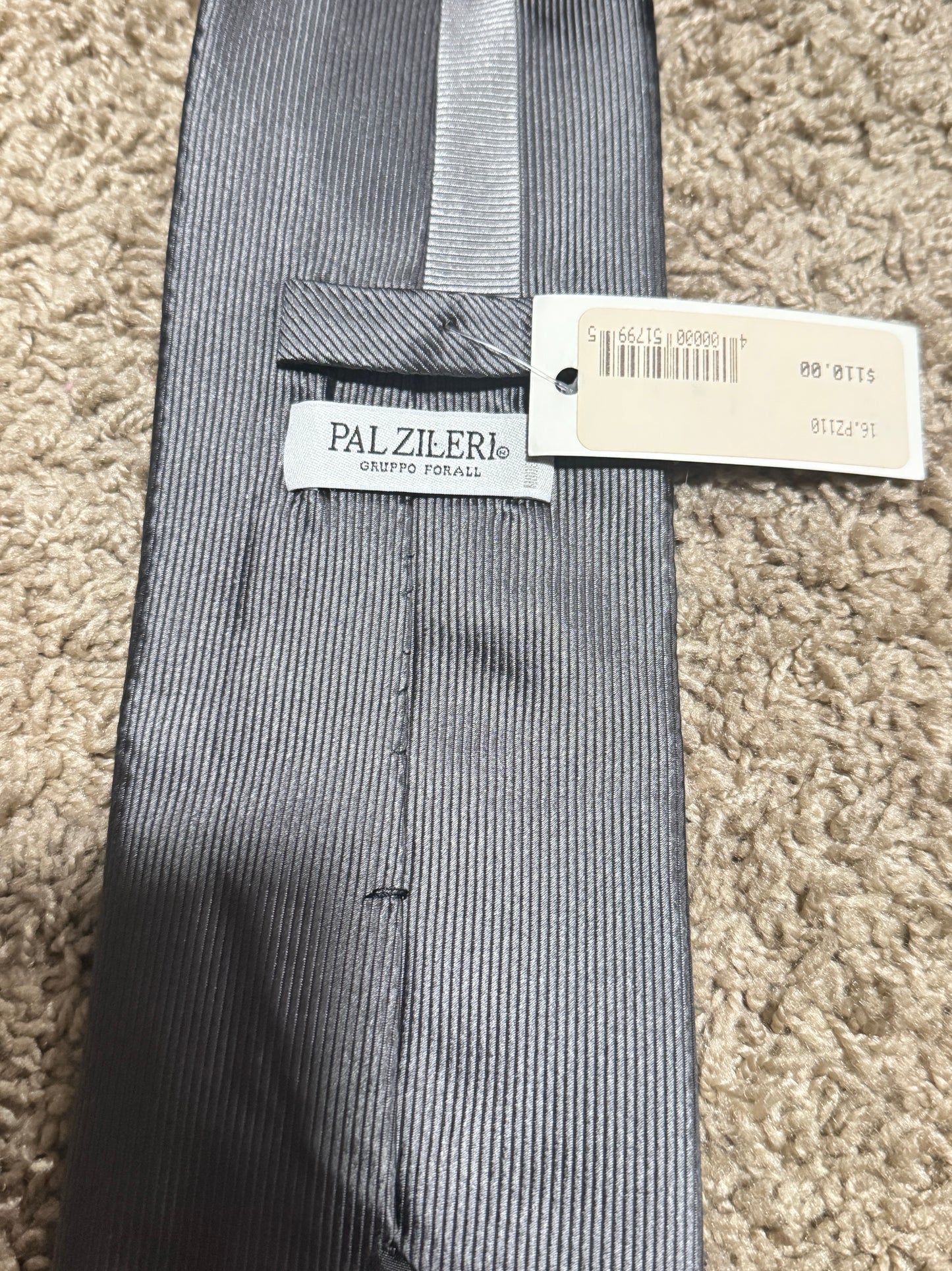 Vintage Pal Zileri Gruppo Forall 100% Silk Tie Gray Silver Striped BNWT Made in Italy 57” x 4”