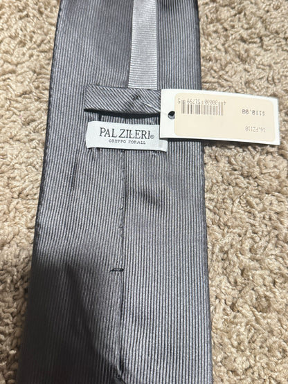 Vintage Pal Zileri Gruppo Forall 100% Silk Tie Gray Silver Striped BNWT Made in Italy 57” x 4”
