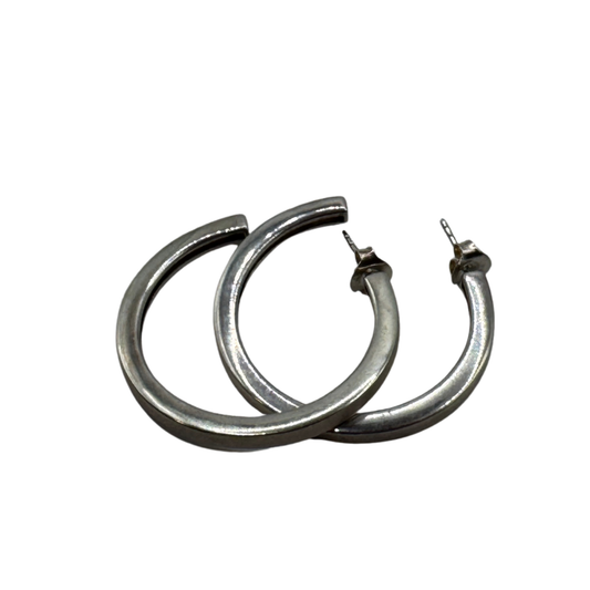 Large Mikimoto Sterling Silver 925 Hoop Earrings – Minimalist Designer Hoops – Excellent Condition
