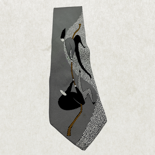 Vintage The Beatles 100% Silk Novelty Tie, Black and White Graphic Design