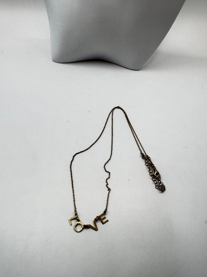 Vintage Sterling Silver Gold-Plated “LOVE” Necklace – Excellent Condition