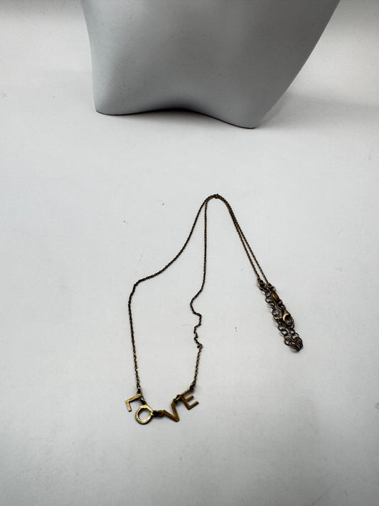Vintage Sterling Silver Gold-Plated “LOVE” Necklace – Excellent Condition
