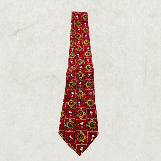 Vintage Snoopy Tie – Red Cartoon Print, 100% Polyester, 49” x 3”