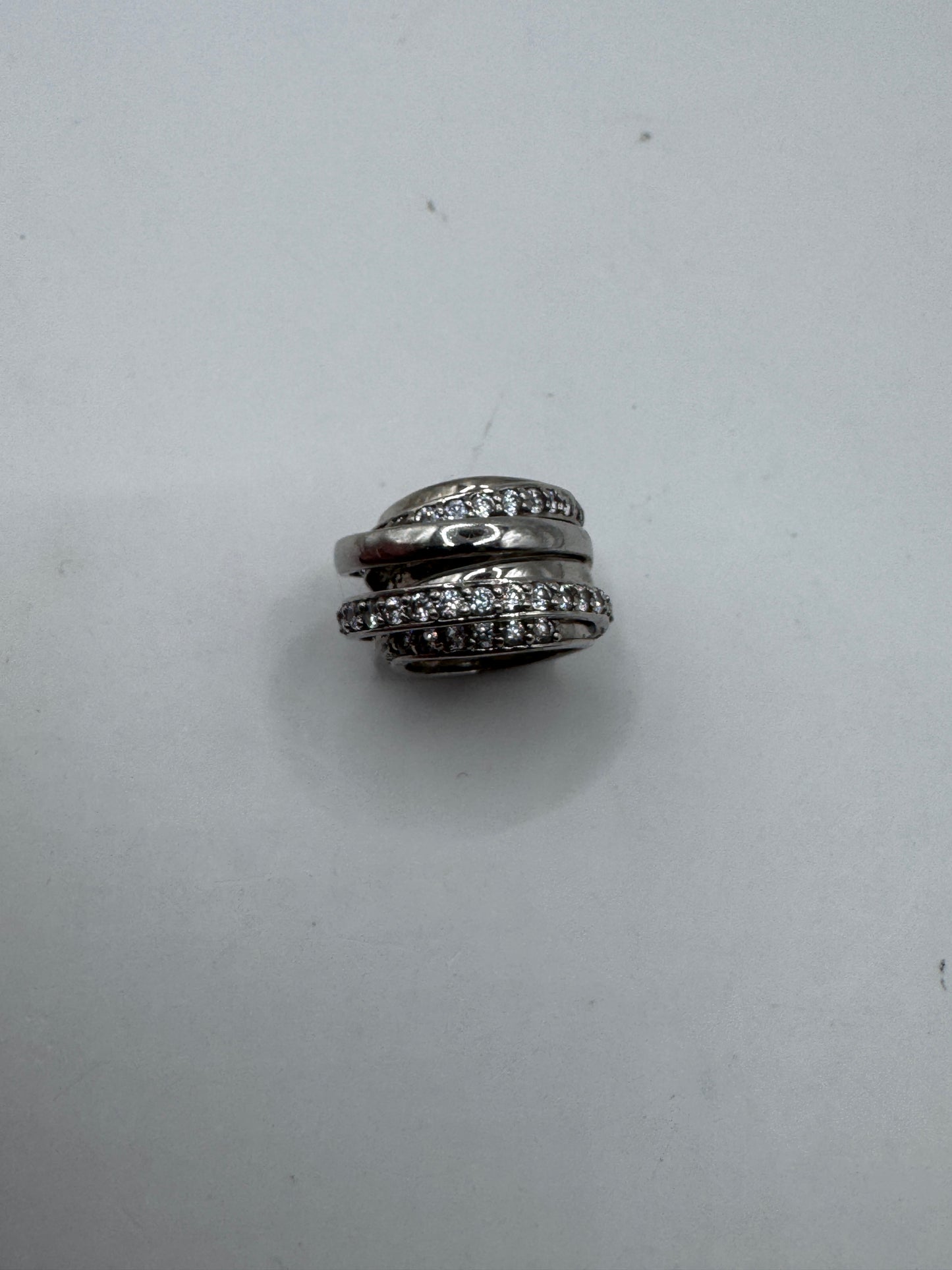 Sterling Silver 925 NH Diamond Band Ring, Size US 3.5 – One Diamond Missing