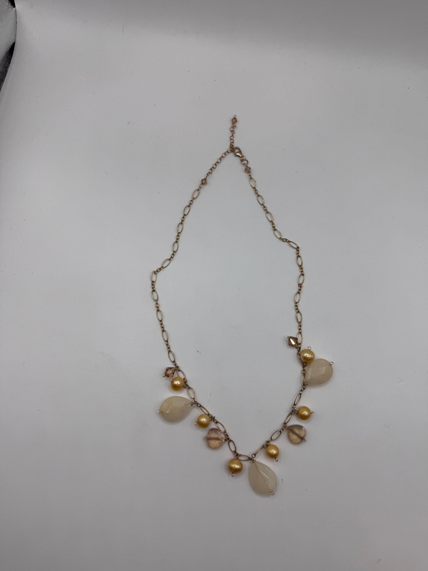 Vintage 14k Gold-Filled Necklace – Gemstone & Pearl Charms, 20” Length