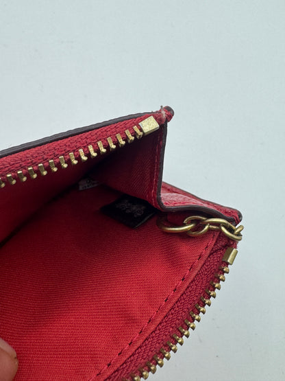 Vintage Coach Red Leather Zip ID Card Case Keychain Wallet – Excellent Condition