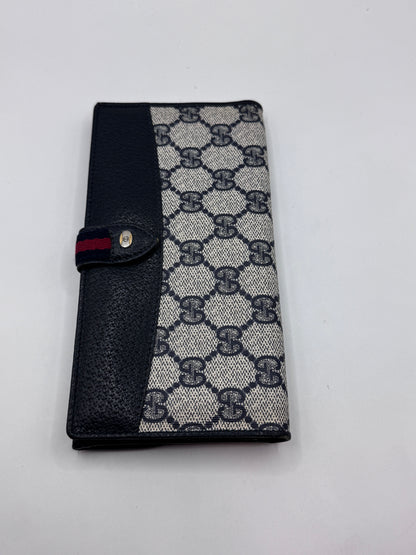 Authentic Gucci Accessory Collection GG Canvas Trifold Wallet in Blue – Excellent Condition