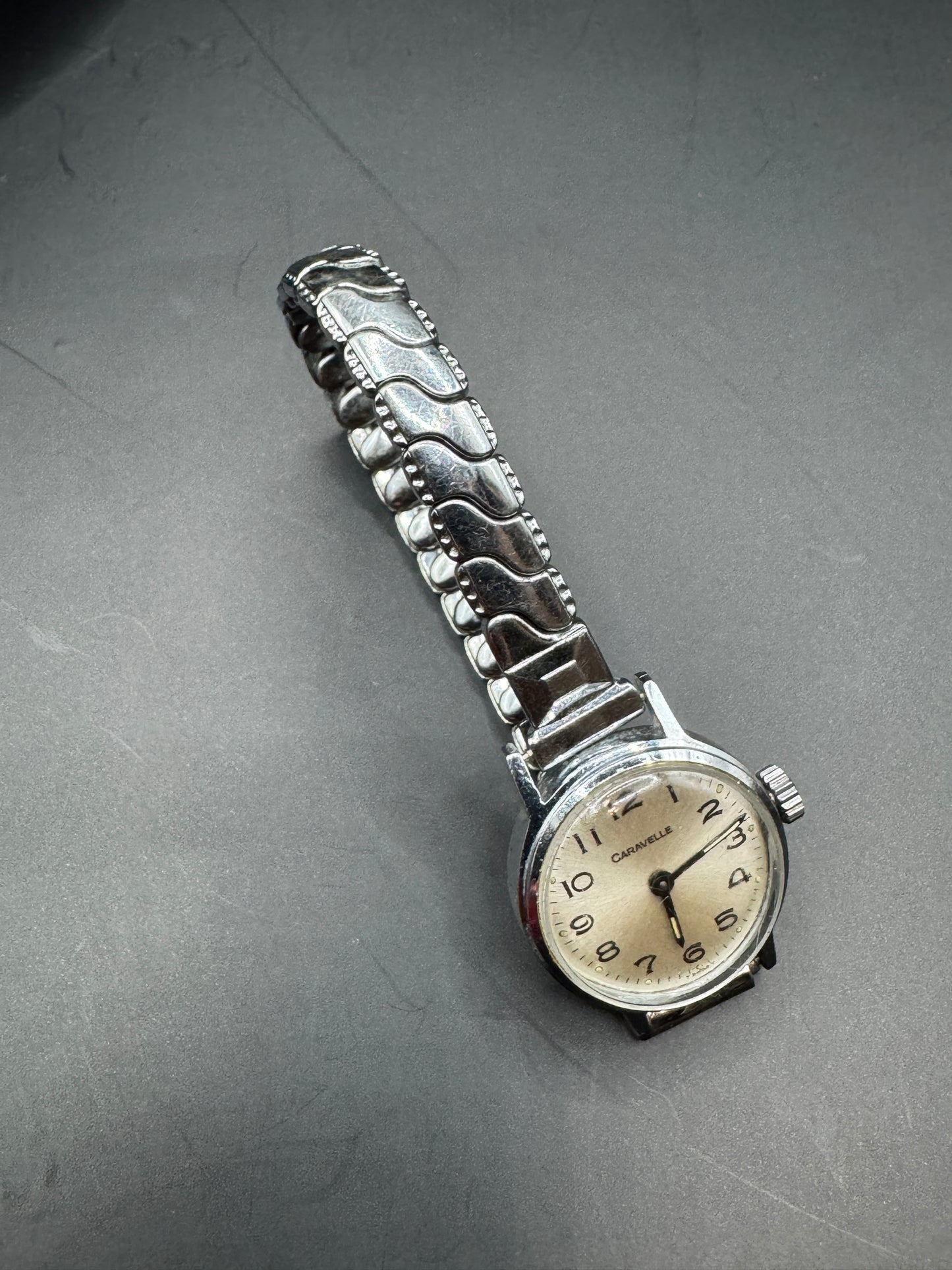 Vintage Caravelle by Bulova Mechanical Watch – 1973 (N3), Silver Tone, Working Condition