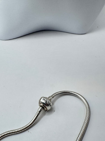 Michael Hill Sterling Silver 925 Snake Chain Charm Bracelet with 2 Michael Hill Charms & Emma & Roe Blue Diamond Charm