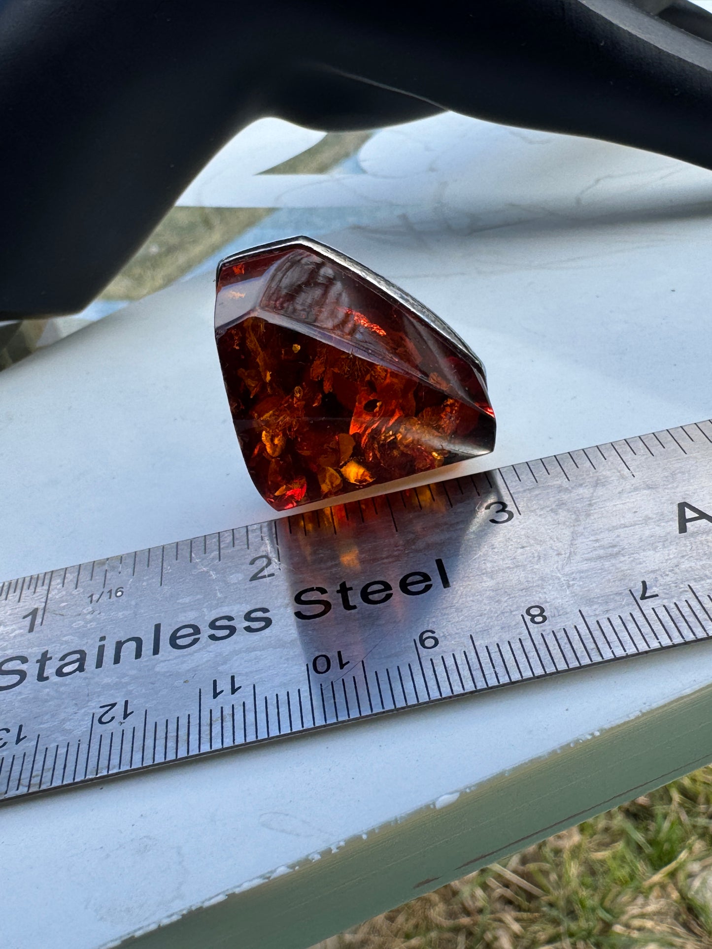 Vintage Massive Baltic Amber Ring Sterling Silver 925 Sz 7.5