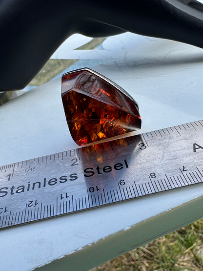 Vintage Massive Baltic Amber Ring Sterling Silver 925 Sz 7.5
