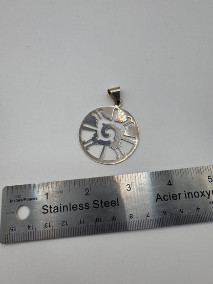 Vintage Sterling Silver Hunab Ku Pendant – Large Mayan Galactic Butterfly Symbol