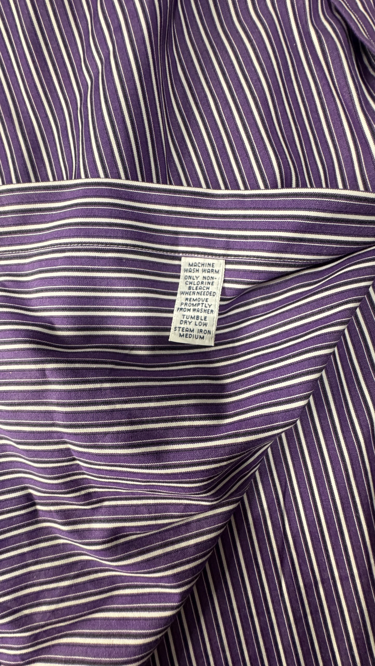 Vintage 90s Polo by Ralph Lauren Dress Shirt – Size 16.5 (36–37), Purple/White Stripe, Long Sleeve
