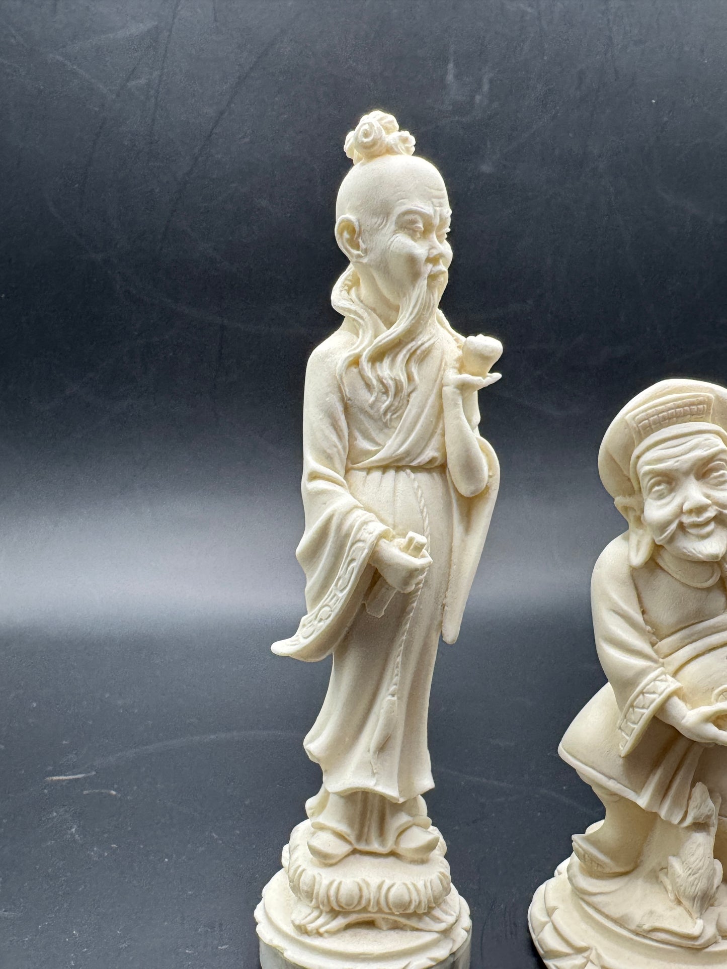 Vintage A. Giannelli Italian Alabaster Oriental Figurines Set of 3 – Signed Sculptures on Marble Bases