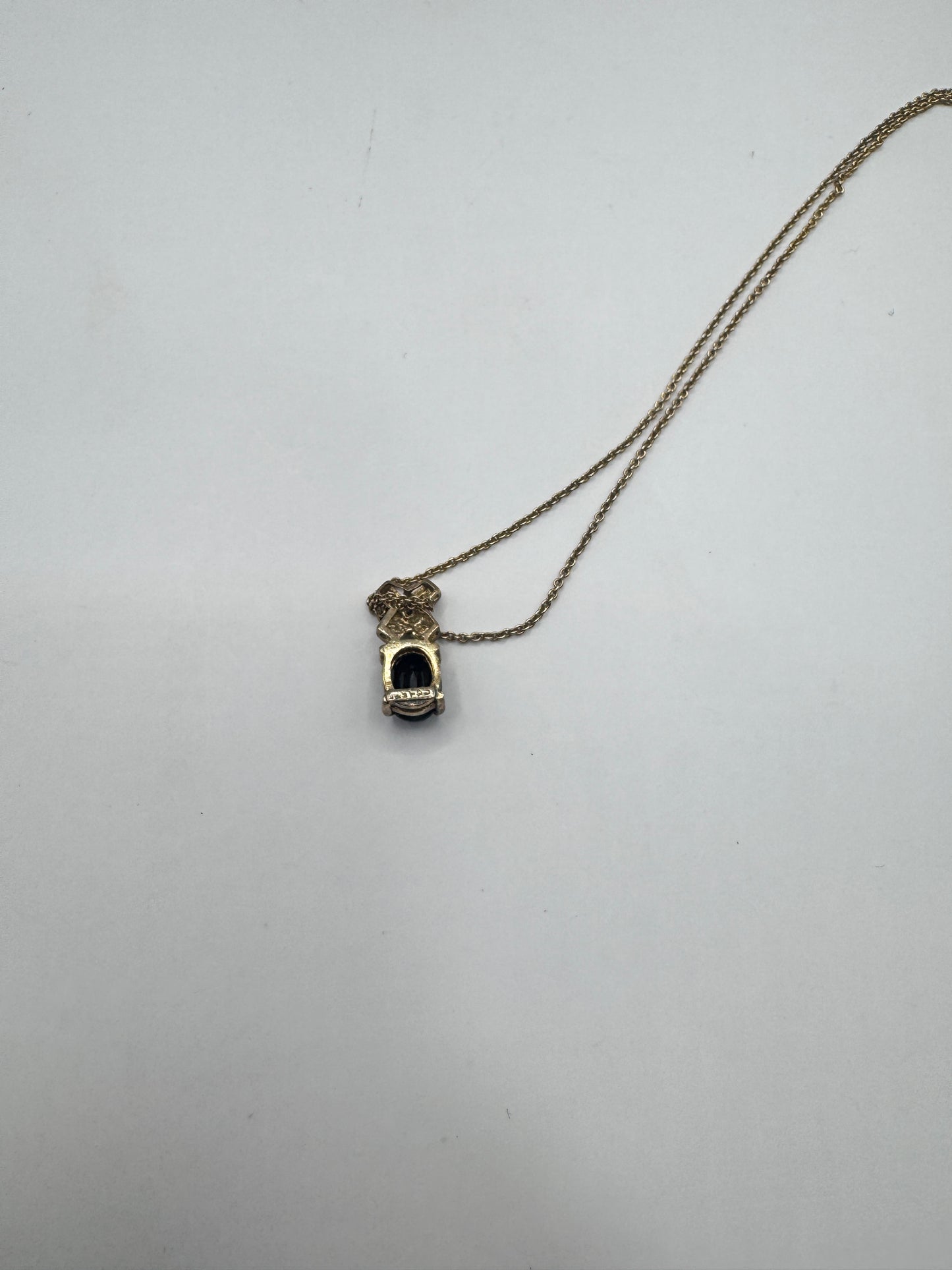 Gold-Plated Sterling Silver(925) Necklace with Black Stone Pendant