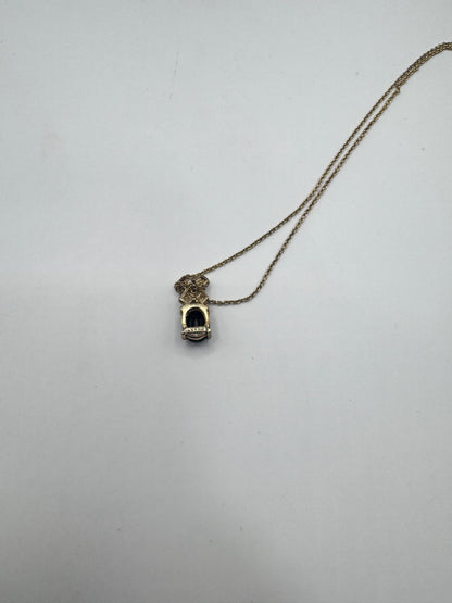 Gold-Plated Sterling Silver(925) Necklace with Black Stone Pendant