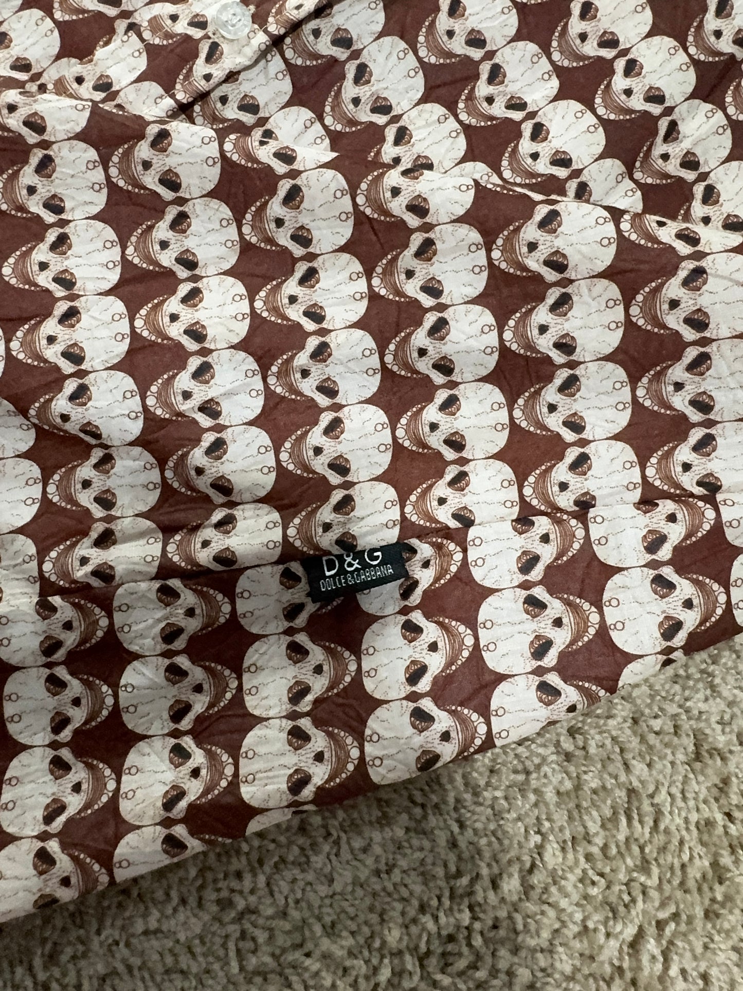 Rare Vintage D&G (Dolce & Gabbana) Men’s Shirt – Skull Print, Size M-L