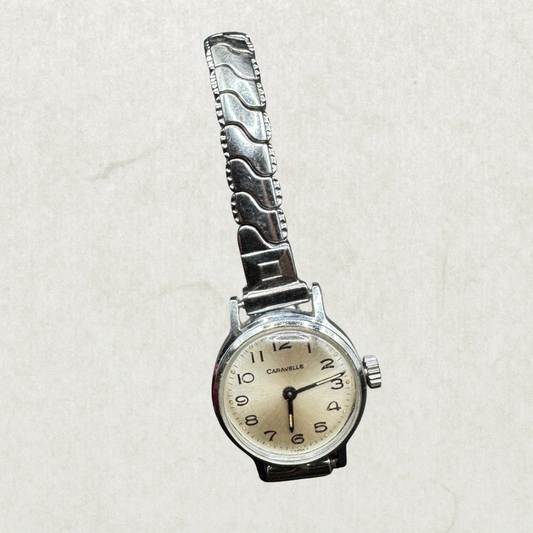 Vintage Caravelle by Bulova Mechanical Watch – 1973 (N3), Silver Tone, Working Condition