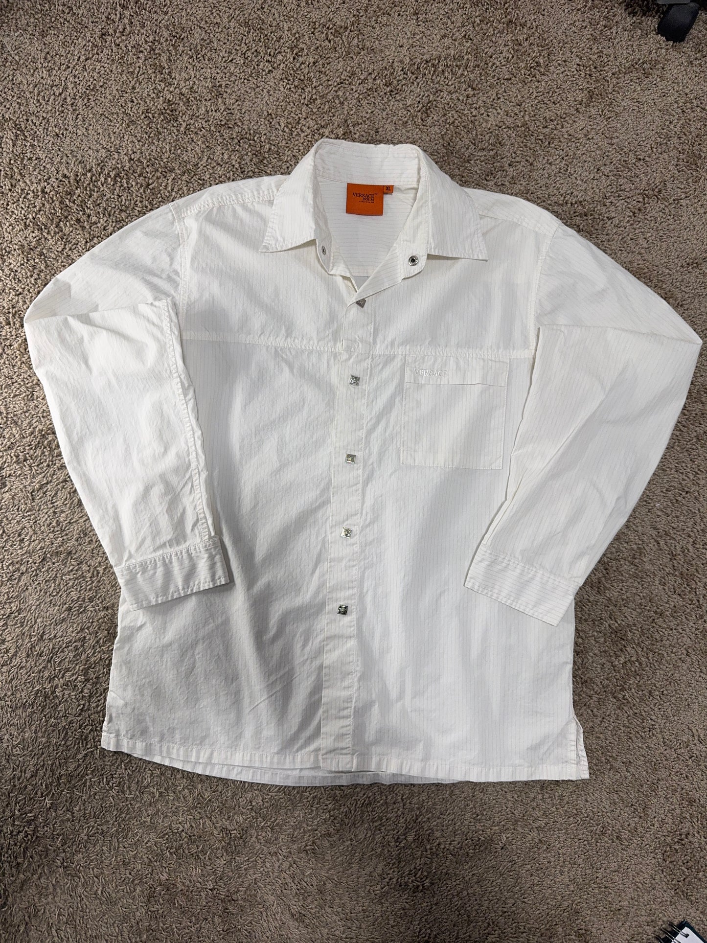 Versace Dolm Men’s Shirt – White, Size XL, Designer Details