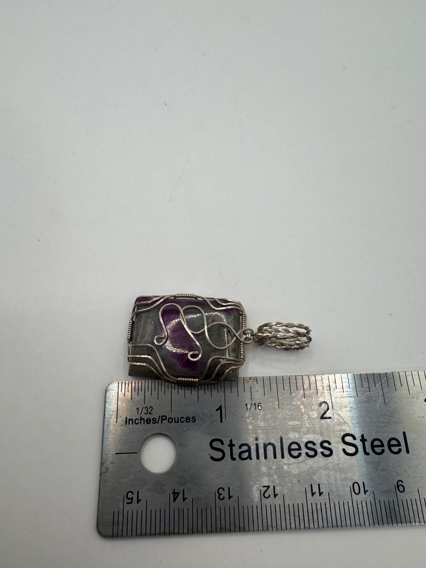 Vintage Ruby Nugget Pendant in Sterling Silver Wire Wrap