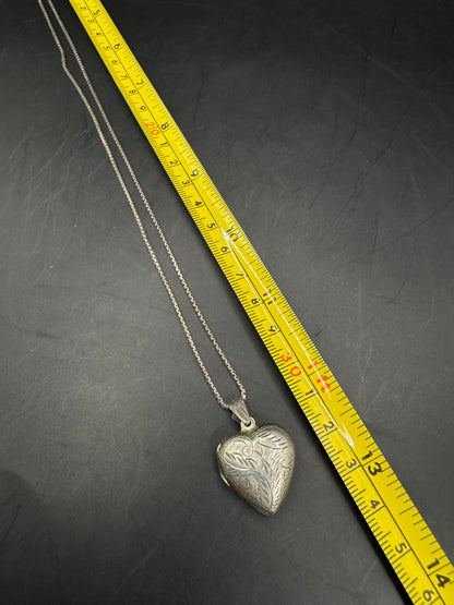 Vintage Sterling Heart Pendant Necklace