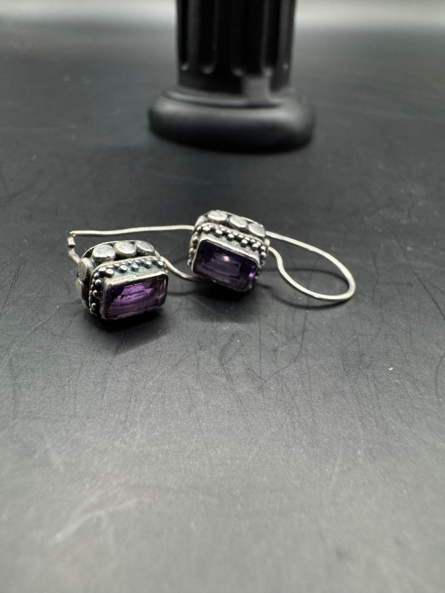 Sterling Silver Amethyst Drop Earrings