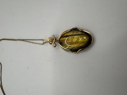 Gold-Plated Sterling Silver Necklace with Labradorite Pendant