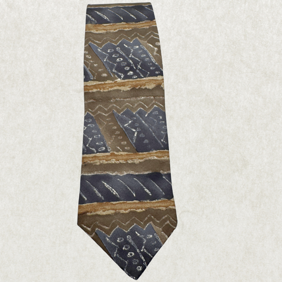Vintage Cristafaro Silk Tie – 100% Silk, Earth Tone Abstract Pattern