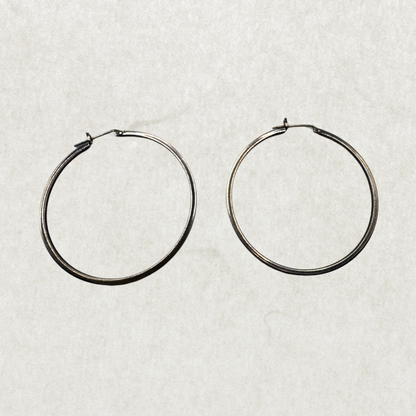 Vintage Large Sterling Silver Hoop Earrings – Excellent Condition