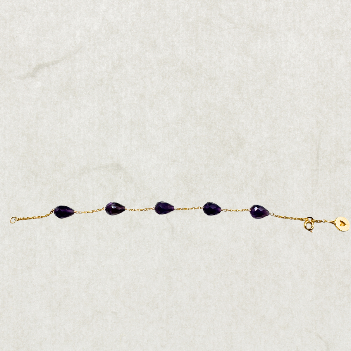 Vintage 925 Gold-Plated Bracelet with Amethyst Gemstones
