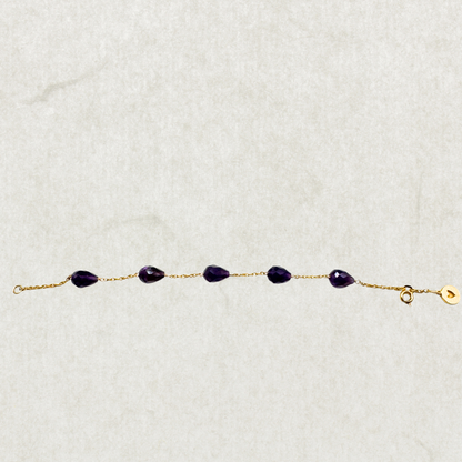 Vintage 925 Gold-Plated Bracelet with Amethyst Gemstones