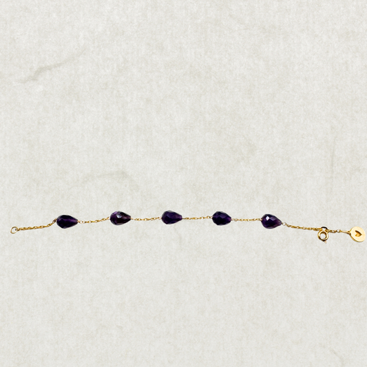 Vintage 925 Gold-Plated Bracelet with Amethyst Gemstones