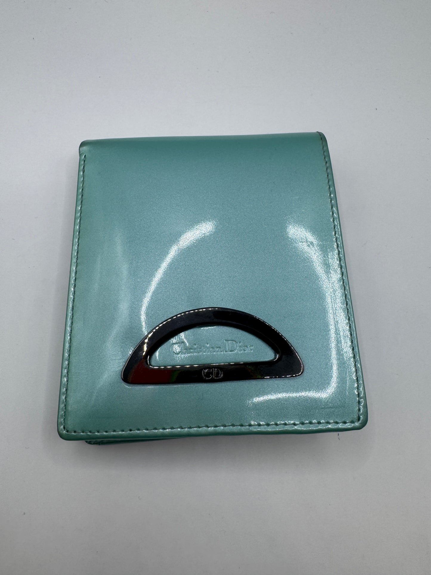 Authentic Christian Dior Wallet – 1970s/80s, Aqua Patent Leather, Excellent Condition