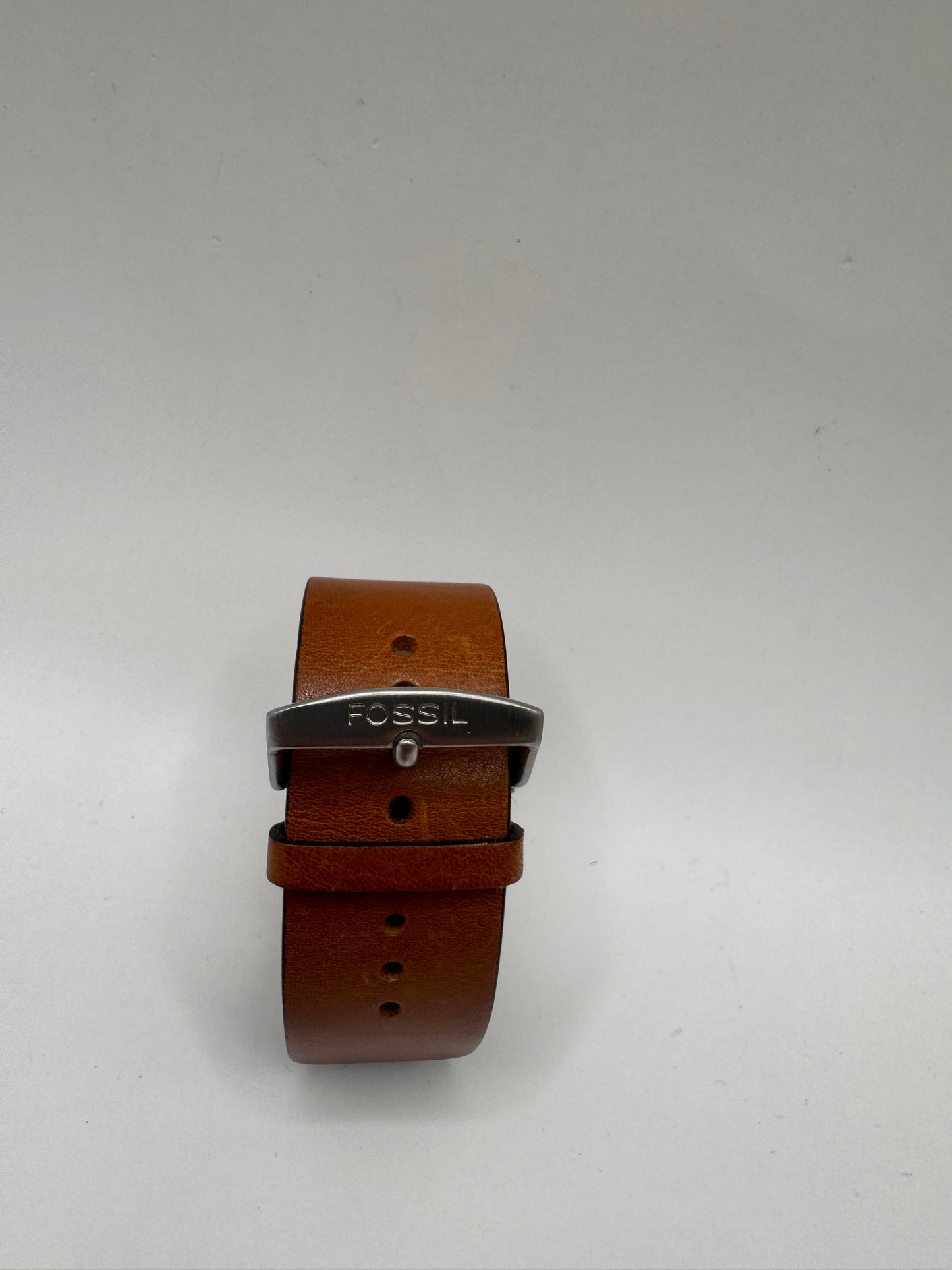 Fossil JR-8130 Women’s Watch – Wide Brown Leather Cuff & Silver-Tone Case