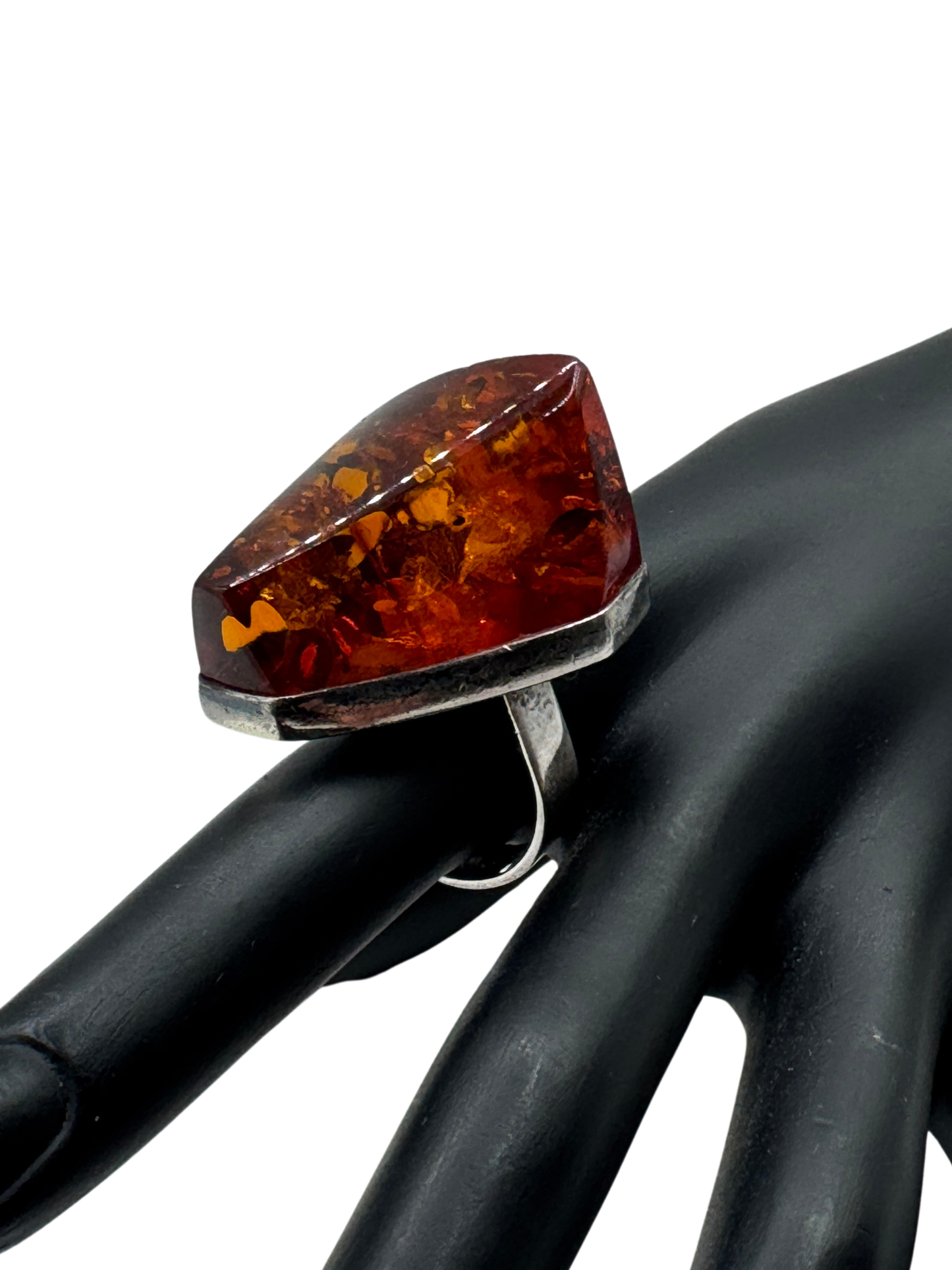 Vintage Massive Baltic Amber Ring Sterling Silver 925 Sz 7.5